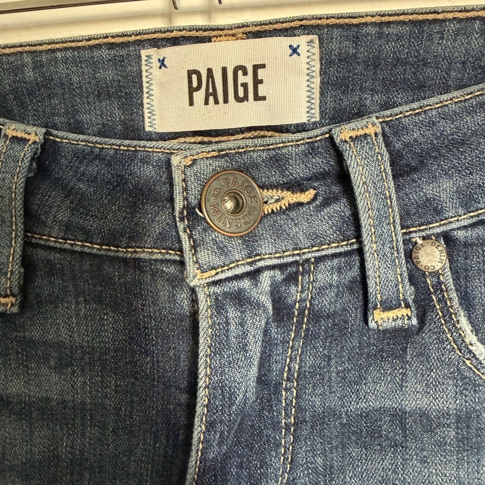 PAIGE Women's Dark Blue Ripped Skinny Jeans - Picture 3 of 7